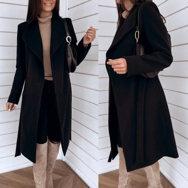 Women's Clothing Autumn And Winter Models 6 Colors Loose Large Size Solid Color Casual Suit Collar Long Sleeve Woolen Coat_voghion.com