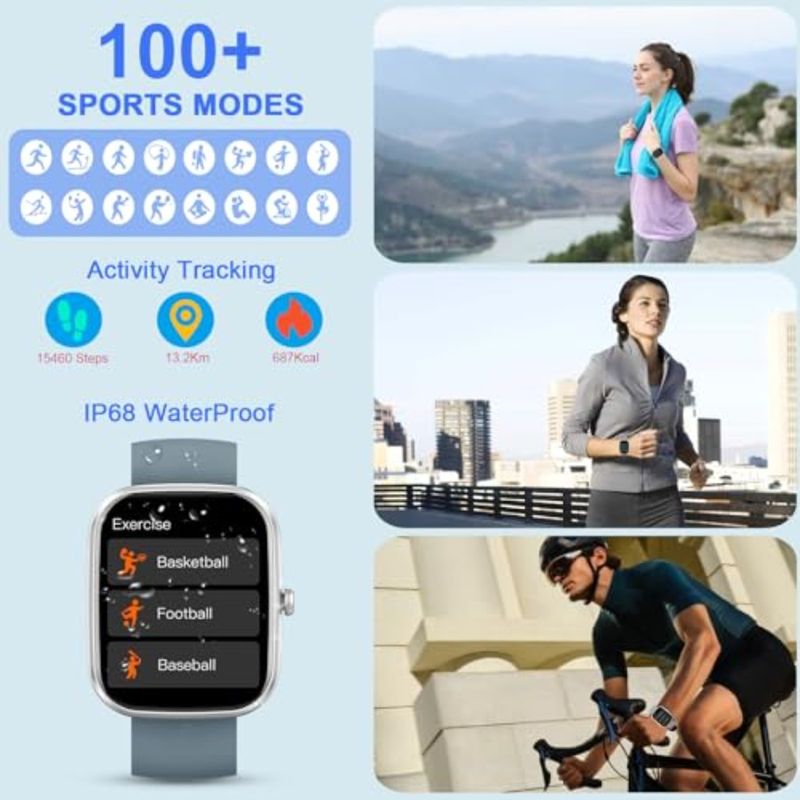 Smart Watch Answer Make Calls 1.91 Smartwatches For Men Women Fitness Tracker With 110+ Sport Modes IP68 Waterproof Heart Rate_voghion.com