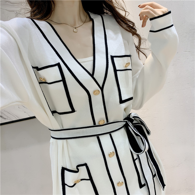 Completo da donna in due pezzi, cardigan, pantaloni e gamba larga_voghion.com