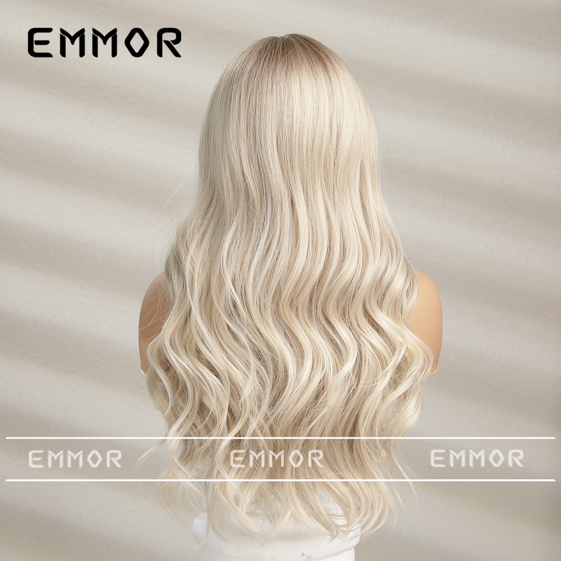 Gradual white blonde wig female long summer female group hair color curly natural fashion big wave wig set_voghion.com