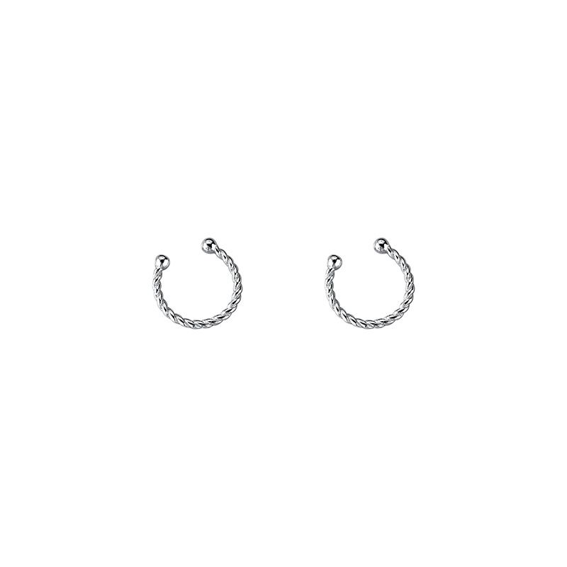 Bracciale intrecciato in argento Yun Xiaoshu S per donna, clip per osso coreano non forato, stile Ins, orecchini piccoli eleganti e semplici_voghion.com