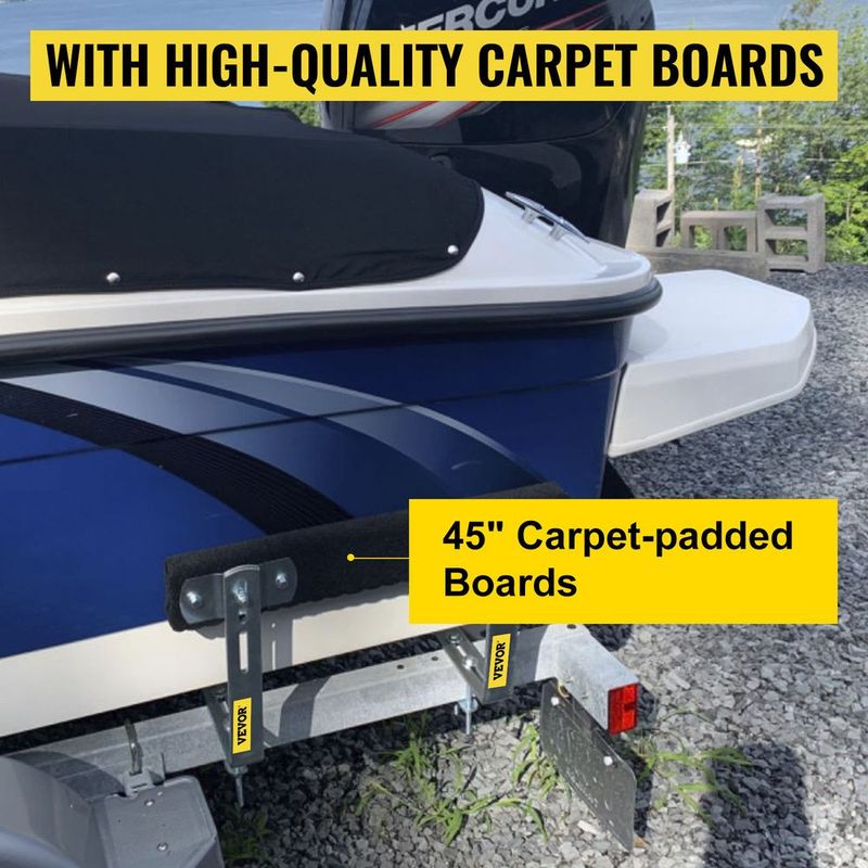 VEVOR Boat Trailer Guide-ons, 48", 2PCS Rustproof Steel Trailer Guide Ons, Trailer Guides With Carpet-Padded Boards, Mounting Parts Included, For Ski Boat, Fishing Boat Or Sailboat Trailer_voghion.com