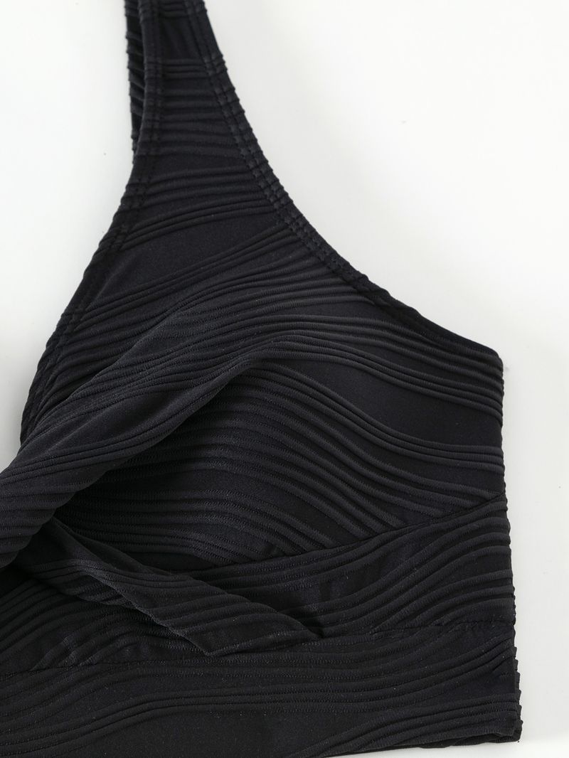 costume da bagno in tre pezzi diviso da donna a maniche lunghe bikini celebrità di Internet a vita alta tinta unita_voghion.com