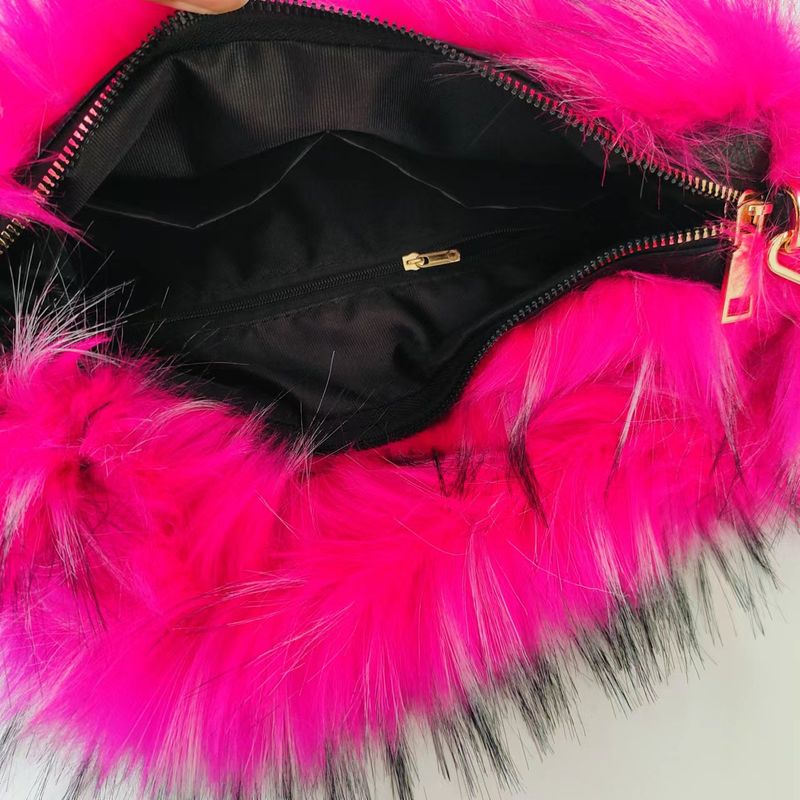 Faux Fur Handbag For Women - Y2K Retro Style Fluffy Cloud Bag With Zipper Closure, Multi-Pocket Design, 9 Color Options_voghion.com