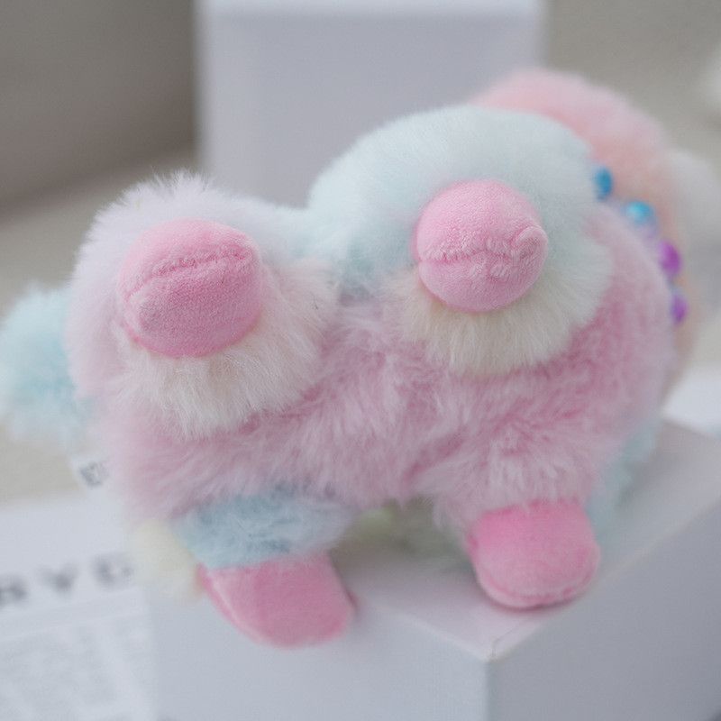 Colorful Llama Plush Tiedye Toy Keychain Adorable Backpack Charm Gift For Kids_voghion.com