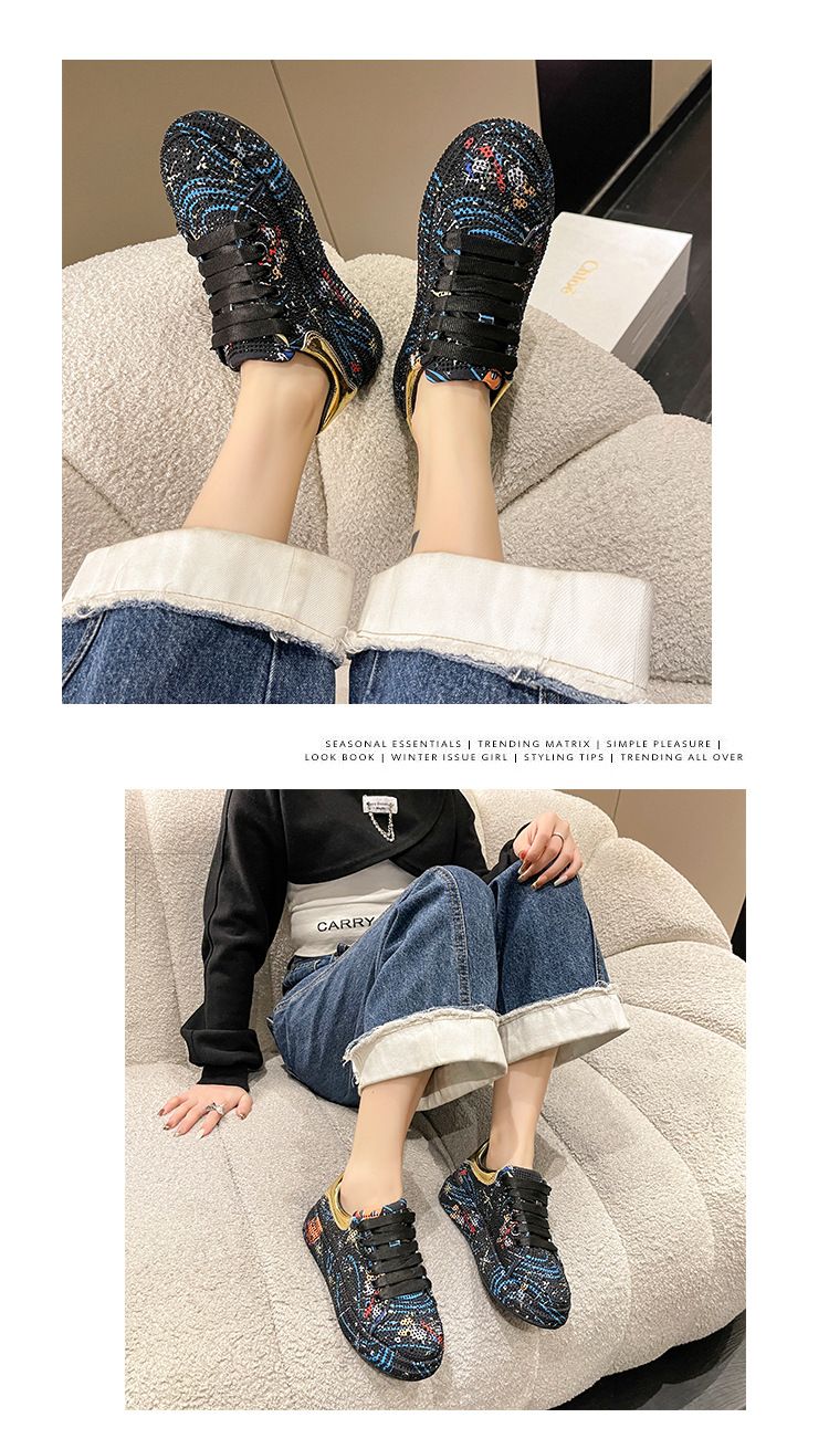 Designer Graffiti Water Diamond Dad Schuhe Damen Neue bequeme trendige Luxus-Einzelschuhe_voghion.com