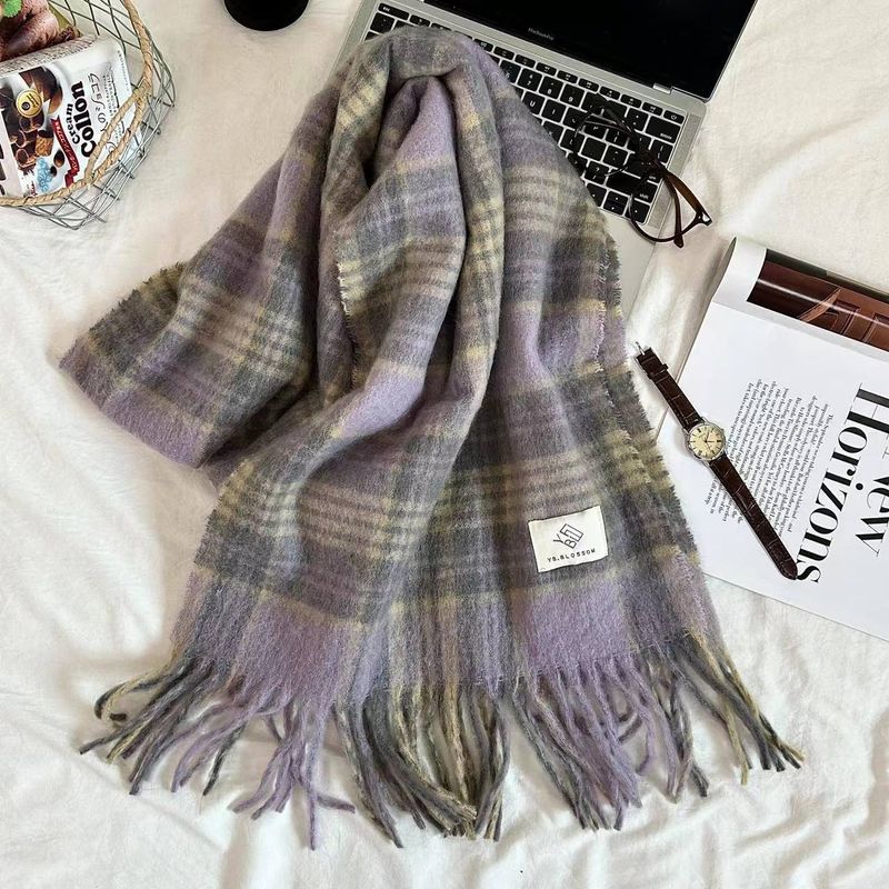 2024 Neuer Mirad Premium-Schal mit Karomuster für Damen im Winter, koreanische Ausgabe, doppelt verwendbar, dicker, warmer Schal_voghion.com