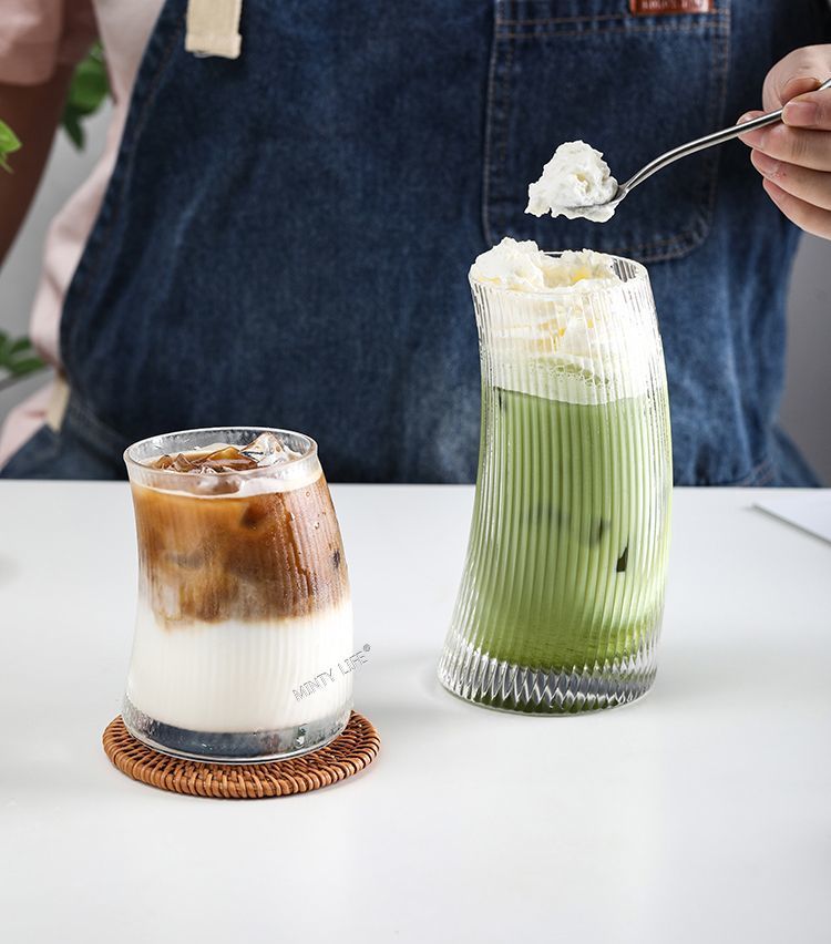 Tazza da caffè in vetro per cocktail, bevanda, tè, succo e vela a righe, INS Creative Crescent_voghion.com