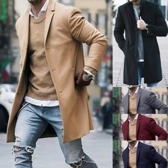 Herren-Trenchcoat. Herren-Tweed-Mantel aus doppelseitigem Tweed für Herren_voghion.com