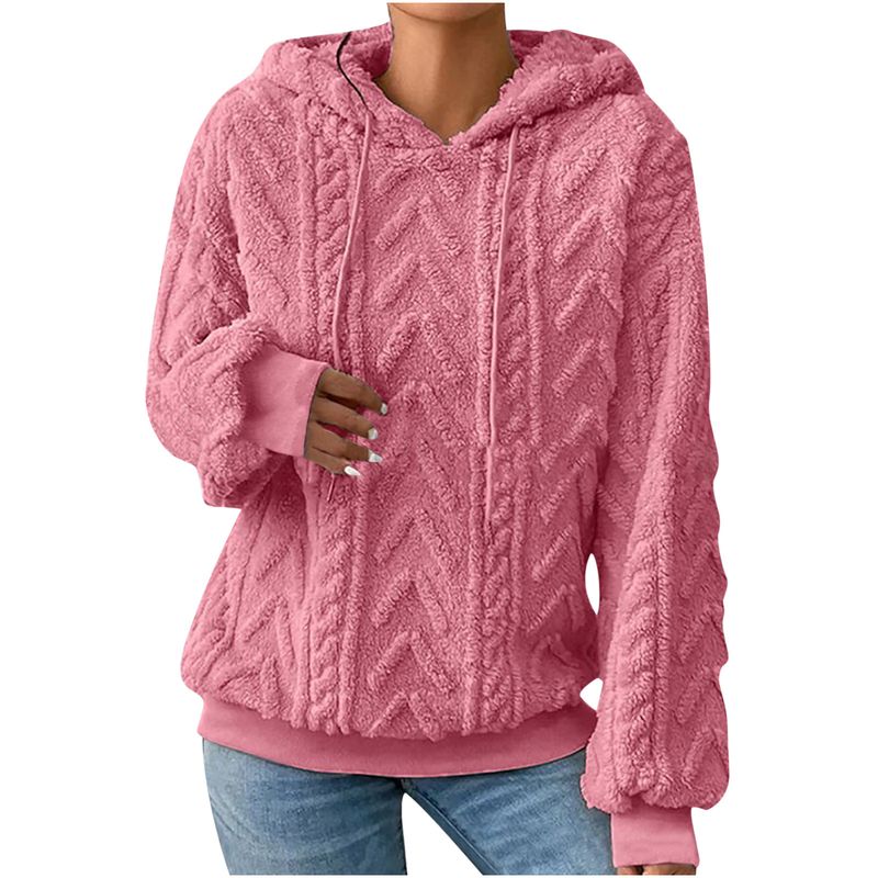 Women's Fleece Hooded Tracksuit Set - Soft & Warm Winter Lounge Wear, Long Sleeve Pullover With Pants, Casual Outfit For Women_voghion.com