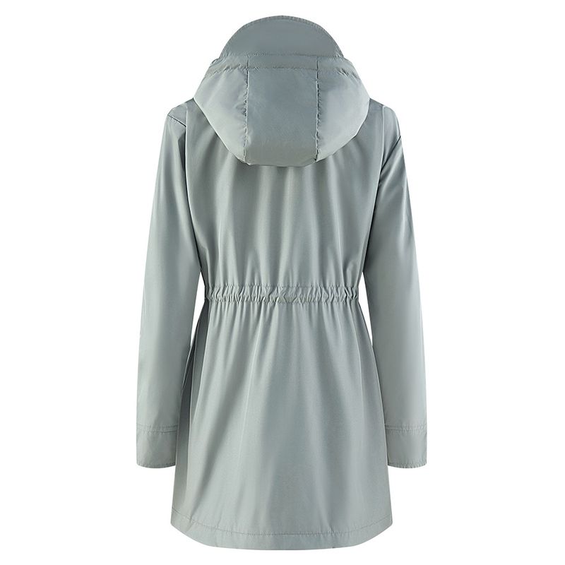 Waterbestendige trenchcoat met afneembare capuchon – klassieke lange windjack voor dames (S-XXL, grijs/zwart/blauw)_voghion.com