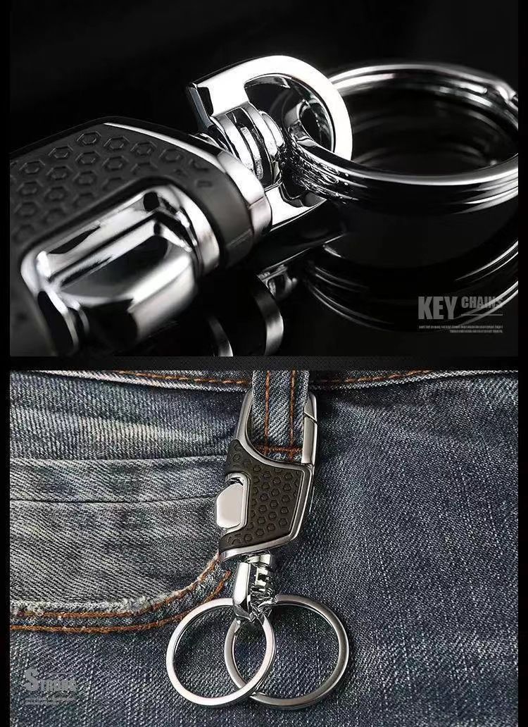 High End Metal Keychain Car Can Be Opened With Just One Press.Creative Men's Anti Loss Waist Hanging Leather Keyring Keychain_voghion.com