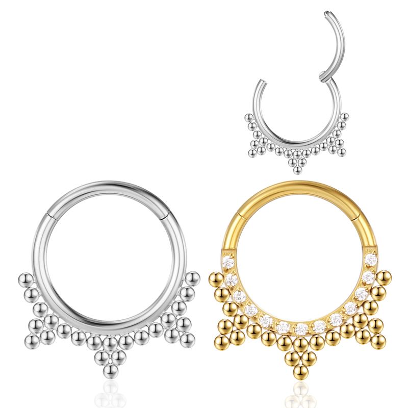 F136 Titanium Nose ring Cartilage Hoop Earrings Septum Clicker 16G Tragus Piercing Lobe Hinged Segment Helix Zircon Body Jewelry_voghion.com