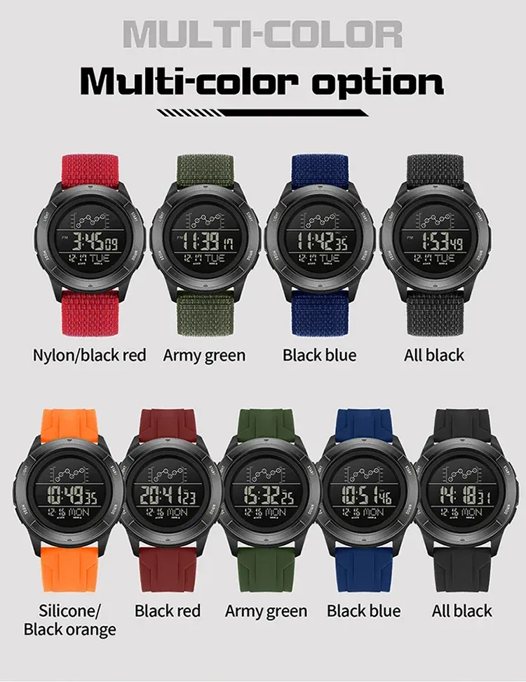 SANDA Military Sport Man Watch Nylon Strap LED Digital Display Multifunction Alarm Clock Countdown Waterproof Men's Wristwatch_voghion.com