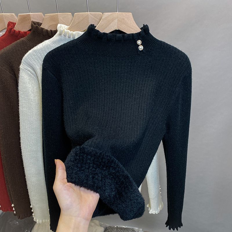 Damen-Rollkragenpullover mit Fleecefutter – Warmer Strickpullover mit Thermofutter, Slim Fit Langarm-Oberteil für den Winter_voghion.com