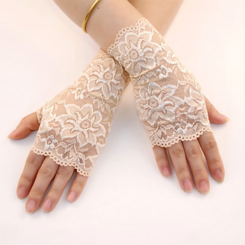Gants de mariée en dentelle pour l'extérieur, protection solaire fine pour l'été, décoration pour robe de mariée_voghion.com