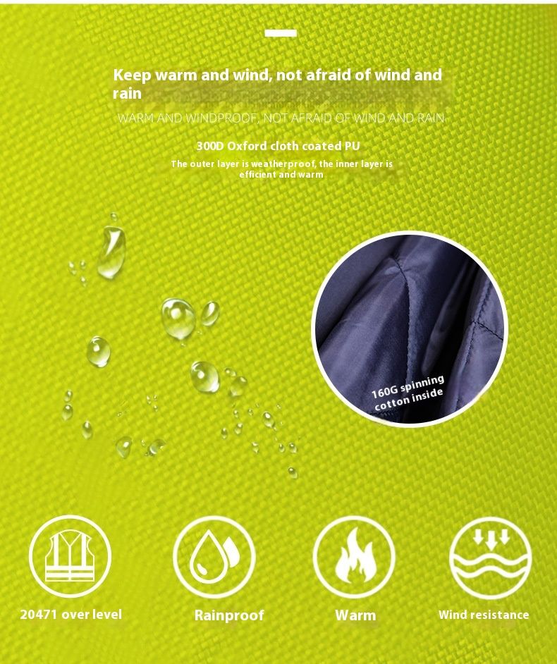 Reflective Jacket Men's Autumn And Winter Waterproof Thickened Warm Reflective Cotton Coat Outdoor Engineering Port_voghion.com