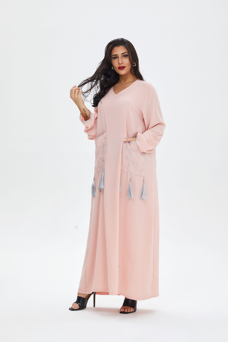 Dámské šaty, ležérní muslimské šaty v dubajském stylu abaya, dámské šaty z Blízkého východu_voghion.com