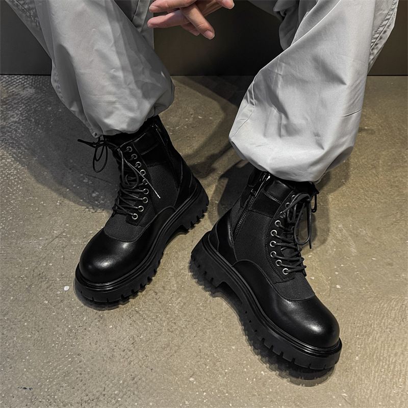 Thick-soled Heightening Martin Boots Tooling Boots Outdoor Hiking Boots Retro Short Boots_voghion.com