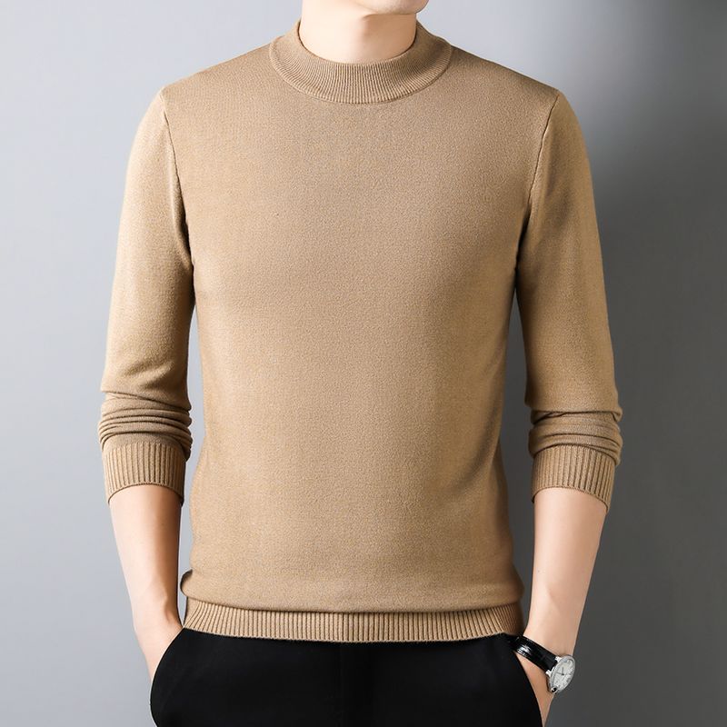 Halve Rollkragen Strickwaren Pullover Neue Herbst/Winter Mock Neck Sweatshirts Einfarbig Pullover Mann Marke Casual Heren Kleidung_voghion.com