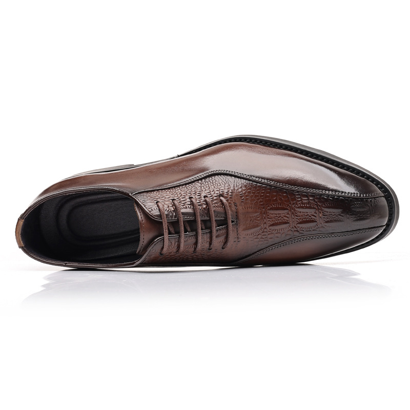 Suitable For All Seasons Summer New Brogue Business Formal Genuine Leather Crocodile Pattern Groom Wedding British Style Men's Shoes_voghion.com