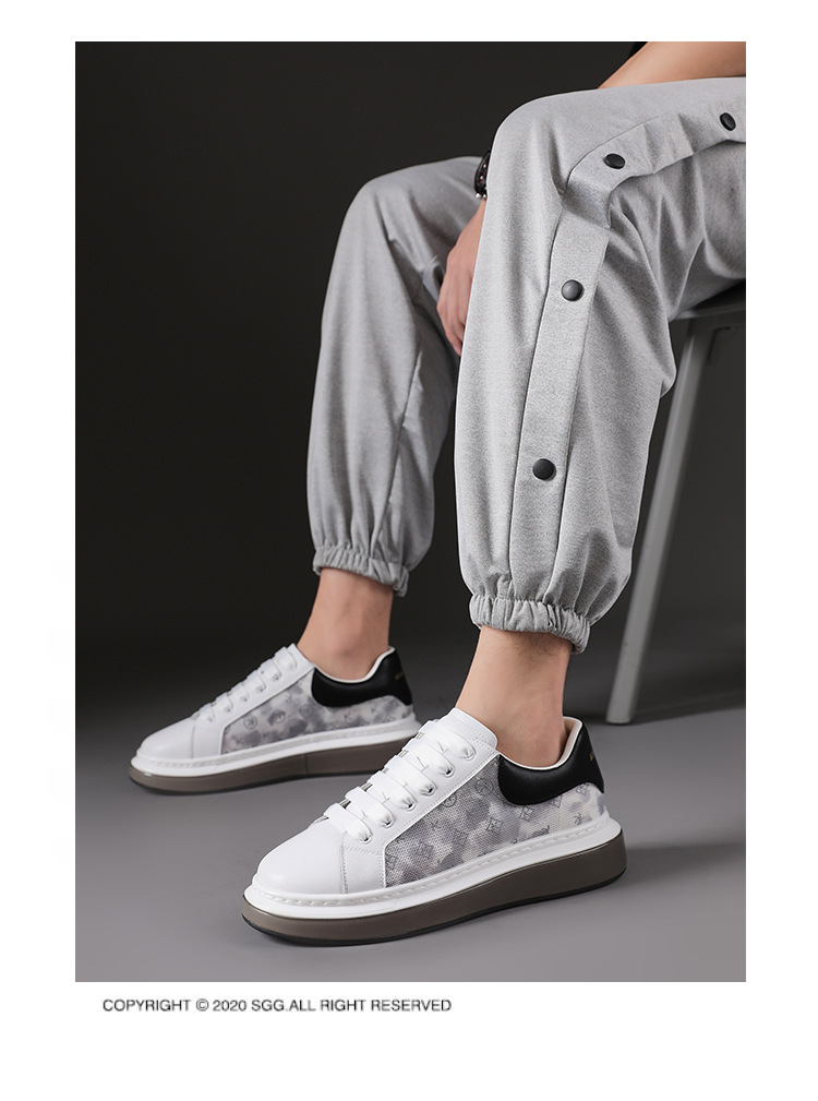 P Weiße Schuhe Herren Sommer Neue koreanische Version des dicken Bodens erhöhte lässige Eisseide atmungsaktive Mesh-Panel leuchtende Flut_voghion.com