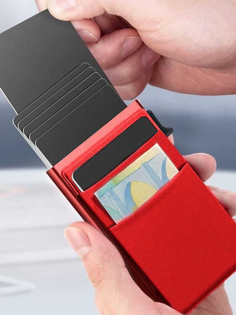Kortfodral Multifunktionellt kontantklämma Kreditkortsfodral Rfid Sidotryck Stöldskyddande borste Multikortsväska Metallväska Aluminiumlegering Kortlåda_voghion.com