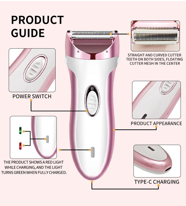 Elektrorasierer für Frauen, Achselhaartrimmer und Schamhaar-Epilierer zur Haarentfernung im Intimbereich_voghion.com