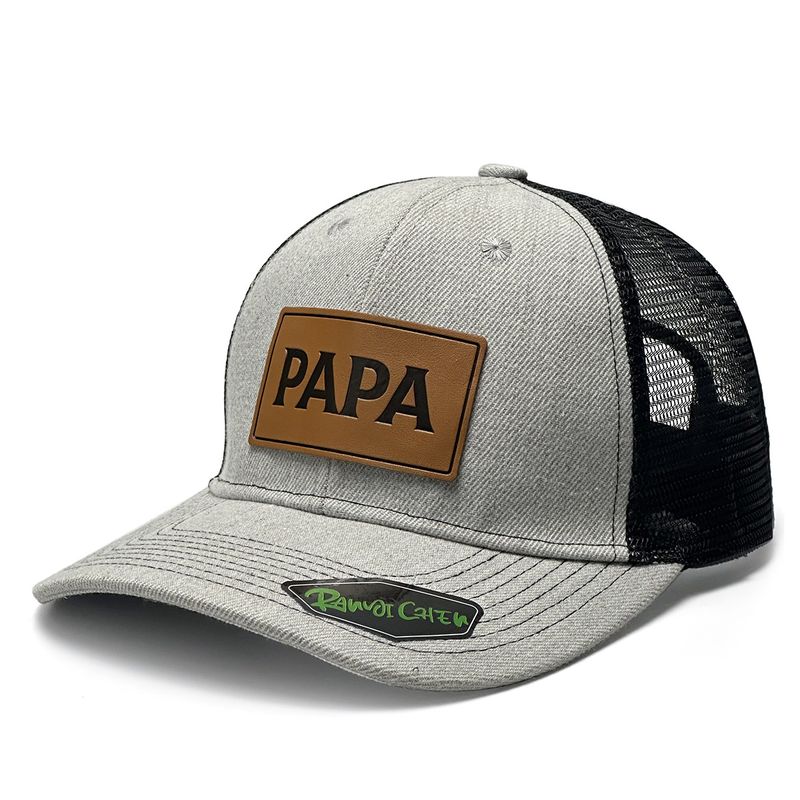 Unisex The PAPA letter pattern on the baseball cap leather label is suitable for fishing and wearing outdoor net hats_voghion.com