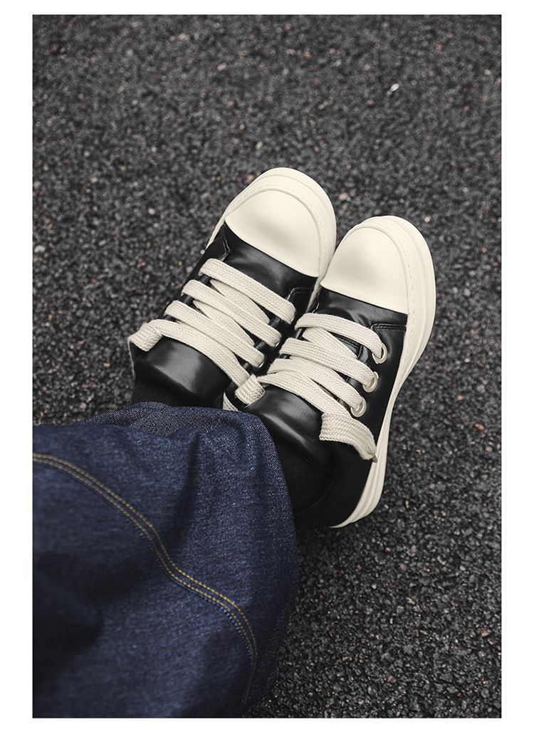 High Street Trendy Brand Fat Ding Low Top Board Bottom Thick Lace Versatile Casual Bread Shoes 6261-J_voghion.com