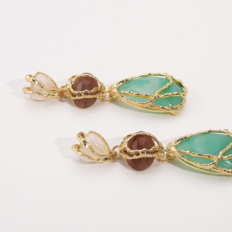 E12870 Style Personalized Acrylic Alloy Mesh Bag ZA Light Luxury High Grade Water Drop Geometry Earrings_voghion.com