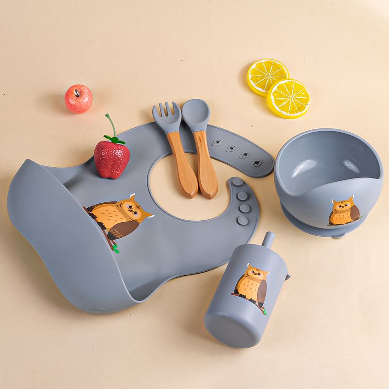 5 st Baby Silikon Måltidsskål Haklapp Gaffel Sked Set Baby Matbricka Skål Set Bisfenol En gratis present till baby_voghion.com