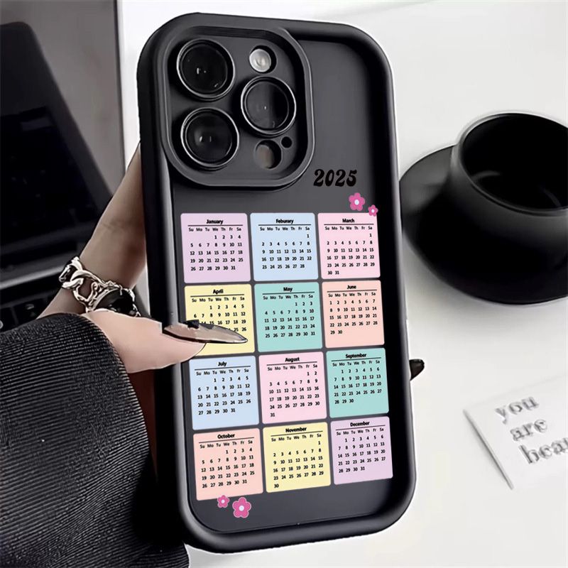 Custodia con motivo calendario di Capodanno 2025 per Samsung Galaxy S25 S24 S23 Ultra S22 Plus S21 FE A16 A25 A35 A55 A53 A52 A54 A35 Cover_voghion.com