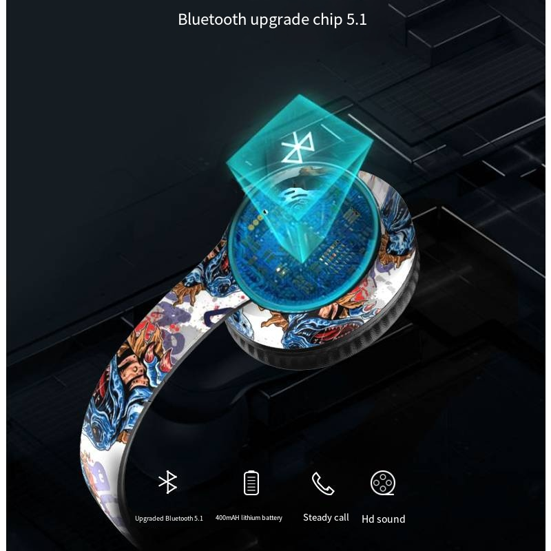 P35 Top Selling Headset Bluetooth Headset Wireless Headset China-Chic Graffiti New Luminous Stereo Music Sports Headset_voghion.com