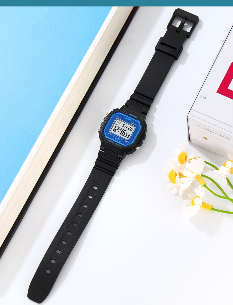 Barnklockor Elektronisk klocka Small Square Student Glow-in-the-dark Sport Square Watch Vattentät Mode utomhus_voghion.com