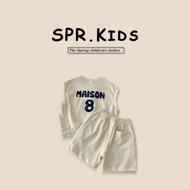 Toddler Boys Clothing New Letter Vest Sports Suit Children's Casual Boy Sleeveless Shorts Jersey Two Piece Suit_voghion.com