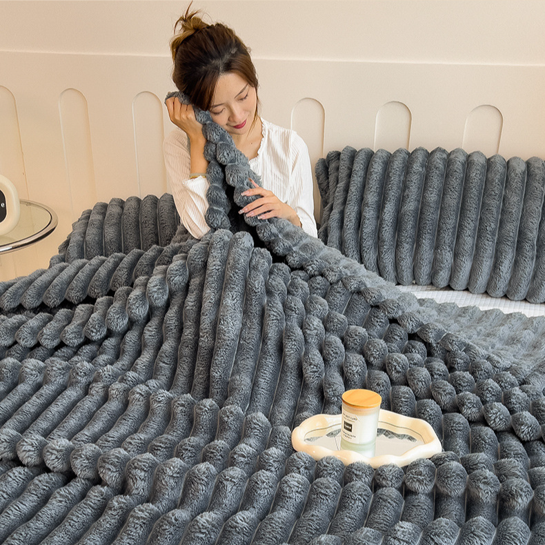 Plush Fleece Blanket Ultra Soft Thick Winter Throw For Bed Sofa Nap Flannel Sherpa Fleece_voghion.com