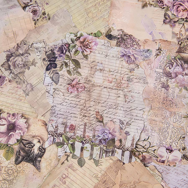 30 Pieces/pack Of High-quality Bristol Paper Vintage Floral Scrapbook Paper Bag For DIY Garbage Diary_voghion.com