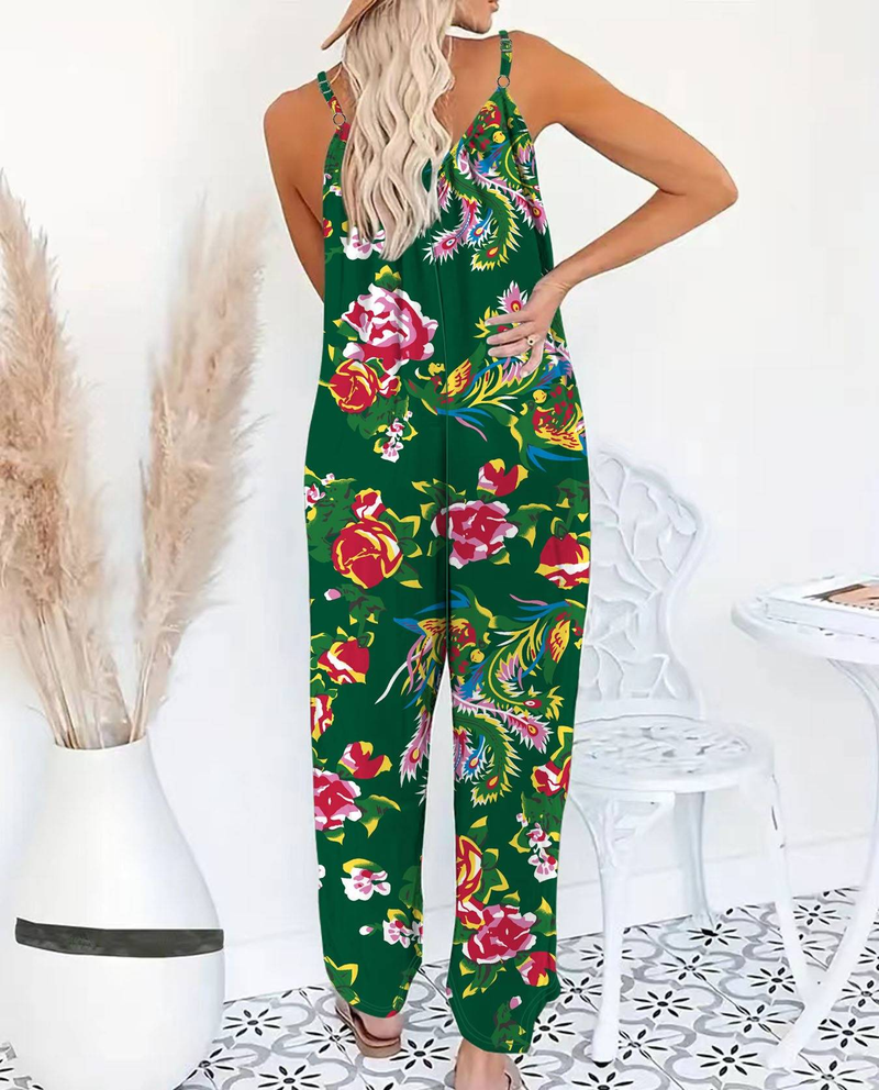 Damen-Overall mit Blumenmuster und Taschen – locker sitzender Sommer-Strampler, ärmelloser Freizeitoverall für Damen_voghion.com