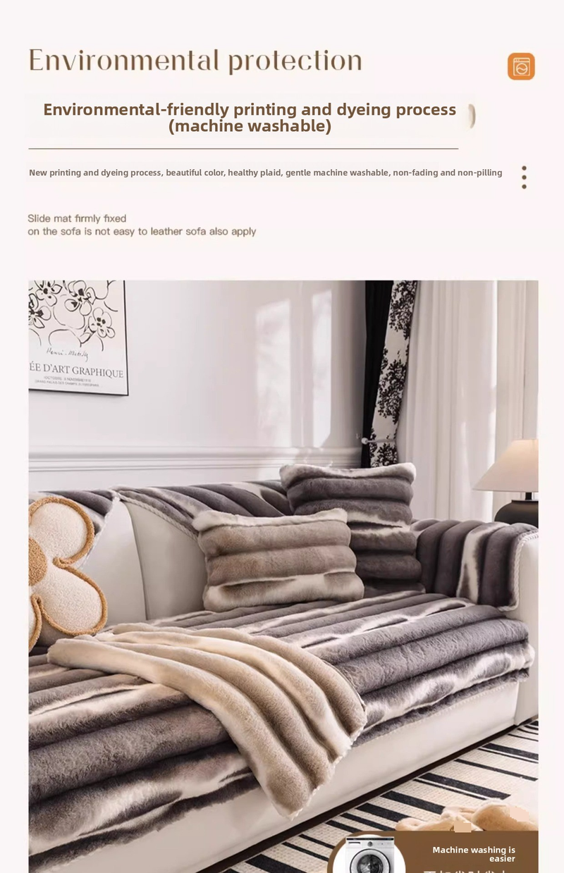 Velvet Sofa Cushion Cover – Plush, Non-Slip, Minimalist Style (Pure Colors: Grey/Orange/Pink/Beige)_voghion.com