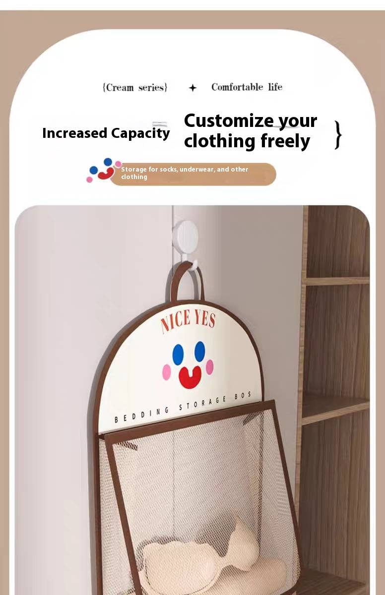 Hängender Netz-Organizer – Atmungsaktive Aufbewahrungstasche aus Polyester für Unterwäsche, BHs und Damenbinden (Braun/Schwarz, platzsparendes Türhaken-Design)_voghion.com