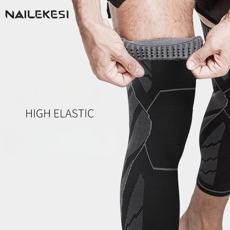 Ginocchiere estese per basket con protezione per coscia e polpaccio - Manicotti a compressione in nylon traspirante per uomo e donna (coppia)_voghion.com