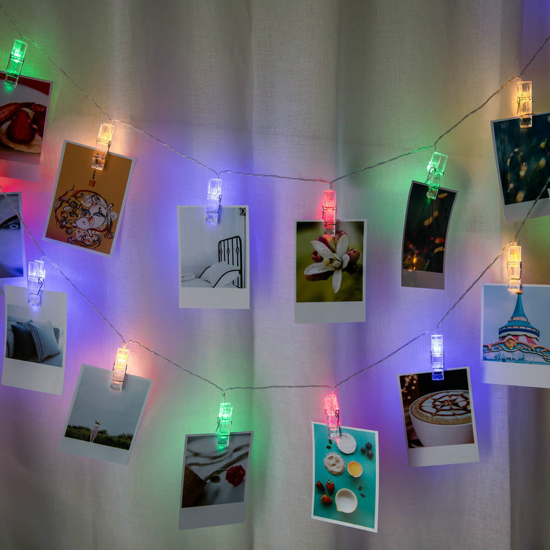 Cordão de Luzes com Clipe e 10 Lâmpadas LED - Luzes de Fada de 1,5 m a Pilhas para Festas, Natal, Cenários de Fotos e Decoração de Interiores_voghion.com