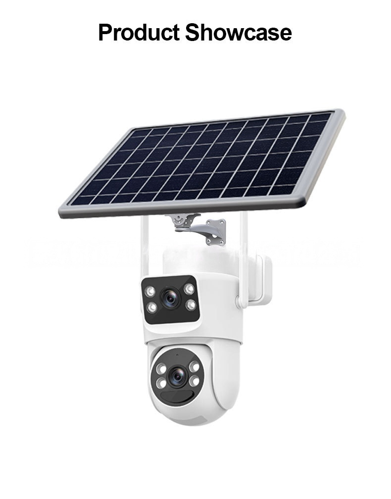 Solar-Powered Dual-Lens Security Camera – Outdoor 360° PTZ, IP66 Waterproof, 4MP Resolution, 2-Way Audio, SD Card Storage_voghion.com