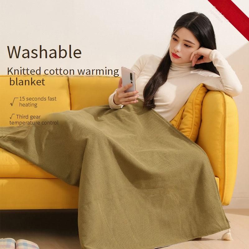 Graphene Heating Wearable Blanket - 5V Electric Heating Wrap For Knees, Waist, Shoulder & Back - Soft Cotton Blanket With 9-Temperature Settings_voghion.com