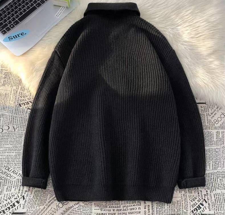 Oversized Shawl Collar Sweater – Unisex Chunky Knit Pullover With Dropped Shoulder (M-3XL, Winter Cotton-Blend, Minimalist Streetwear Top)_voghion.com