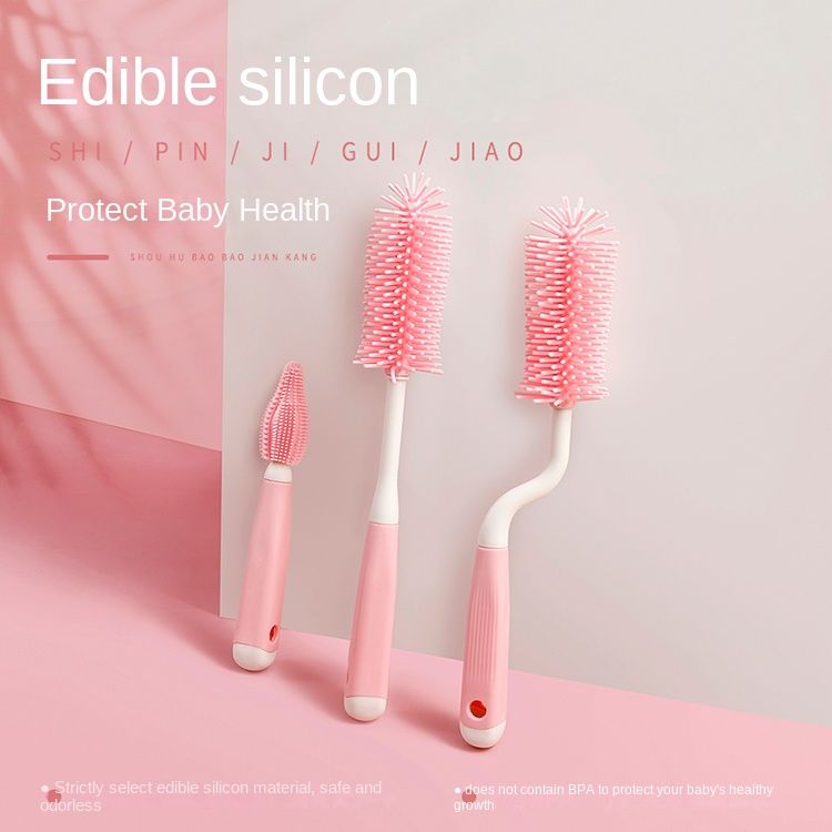 Silicone Bottle Cleaning Brush Baby Pacifier Straw Scrubber 360 Degree Glass Cup Washing Clean Brush Kitchen Cleaning Tool Set_voghion.com