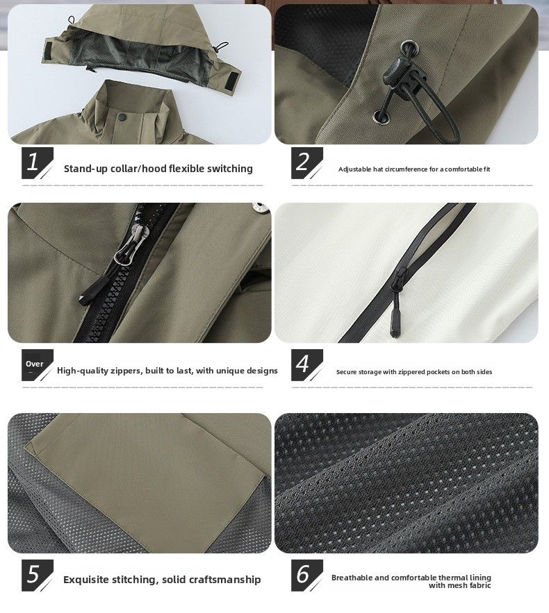 Tuta da trekking da uomo e da donna, sottile, antivento e impermeabile, per esterni, primavera e autunno, FOXXAMOCycling, campeggio ed escursionismo, pesca_voghion.com