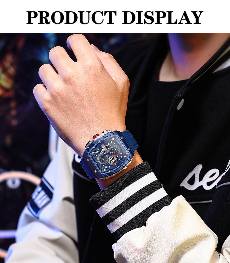 Men's And Women's Waterproof Multifunction Quartz Watch With Date Display, 6-Hand Analog Dial, Sporty Rubber Strap, Mineral Glass, Alloy Case_voghion.com