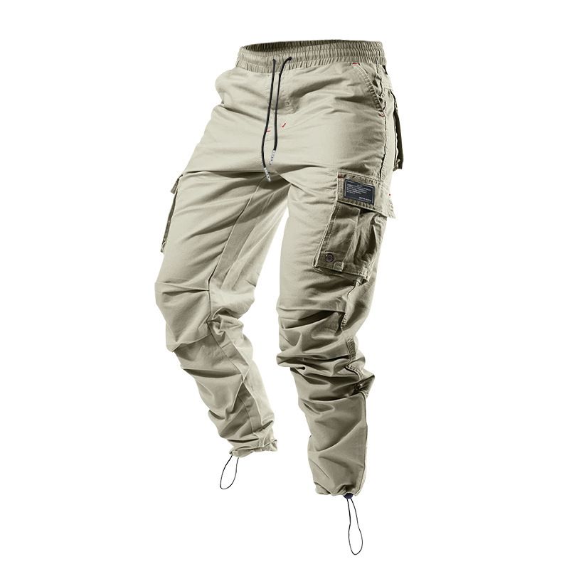 25 Spring Summer New Men's Casual Pants Multi-Pocket Solid Color Loose Jogger Cargo Trousers_voghion.com